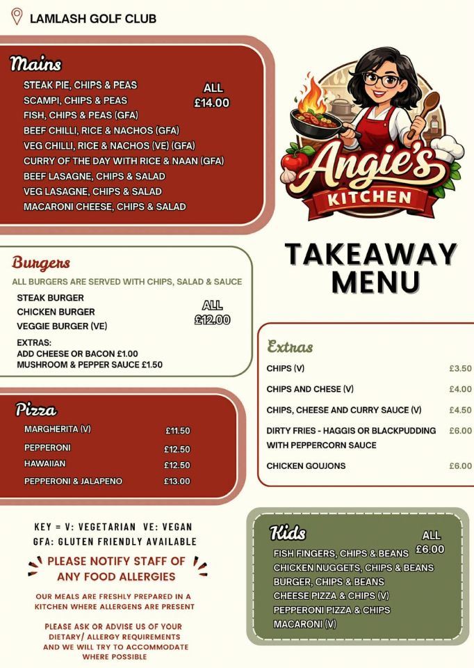 takeaway and main menu